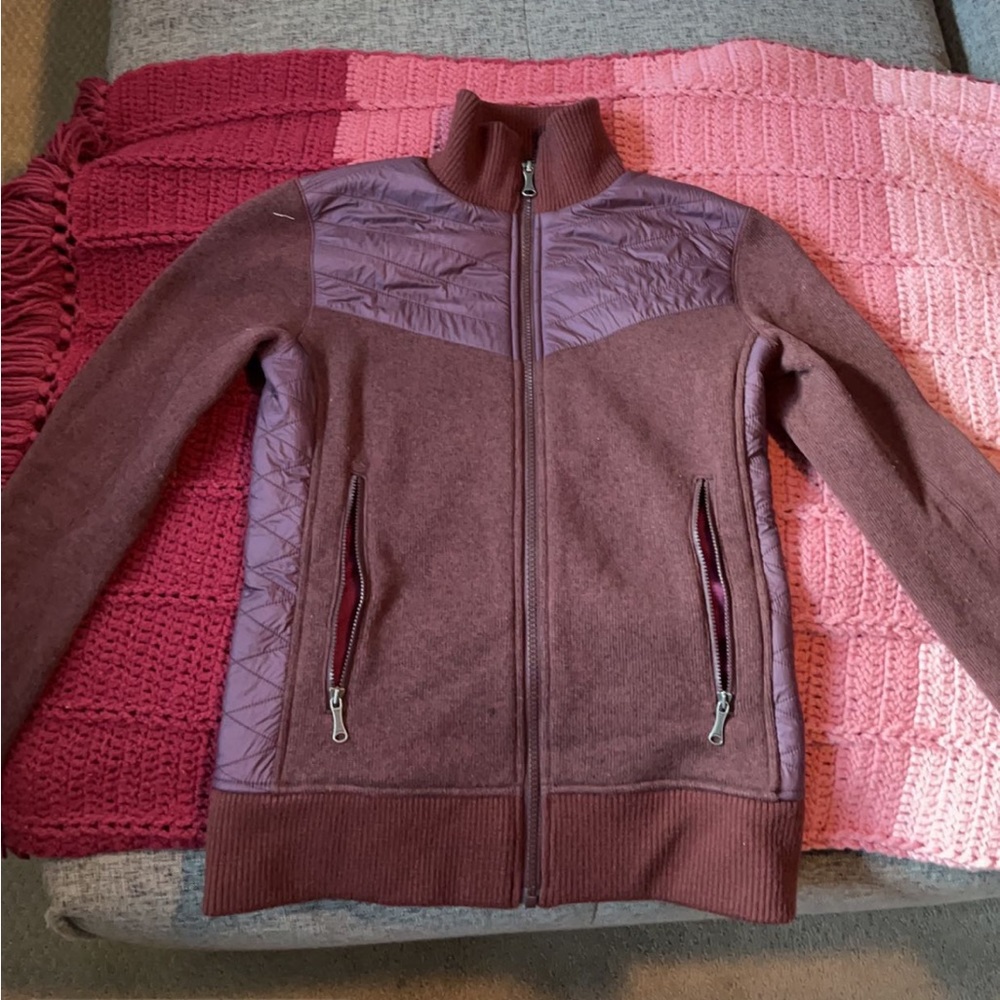 burgundy zip up jacket